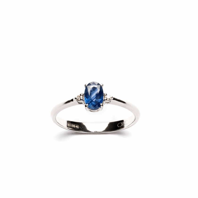 Anello Oro con Zaffiro Ovale e Diamanti Naturali - immagine 4