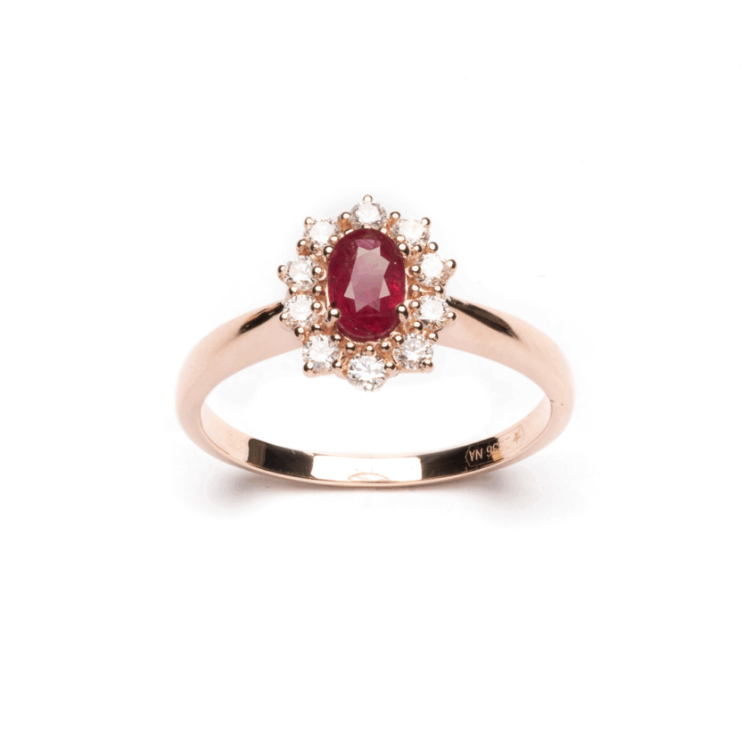 Anello Oro con Rubino Ovale e Diamanti Naturali - immagine 4