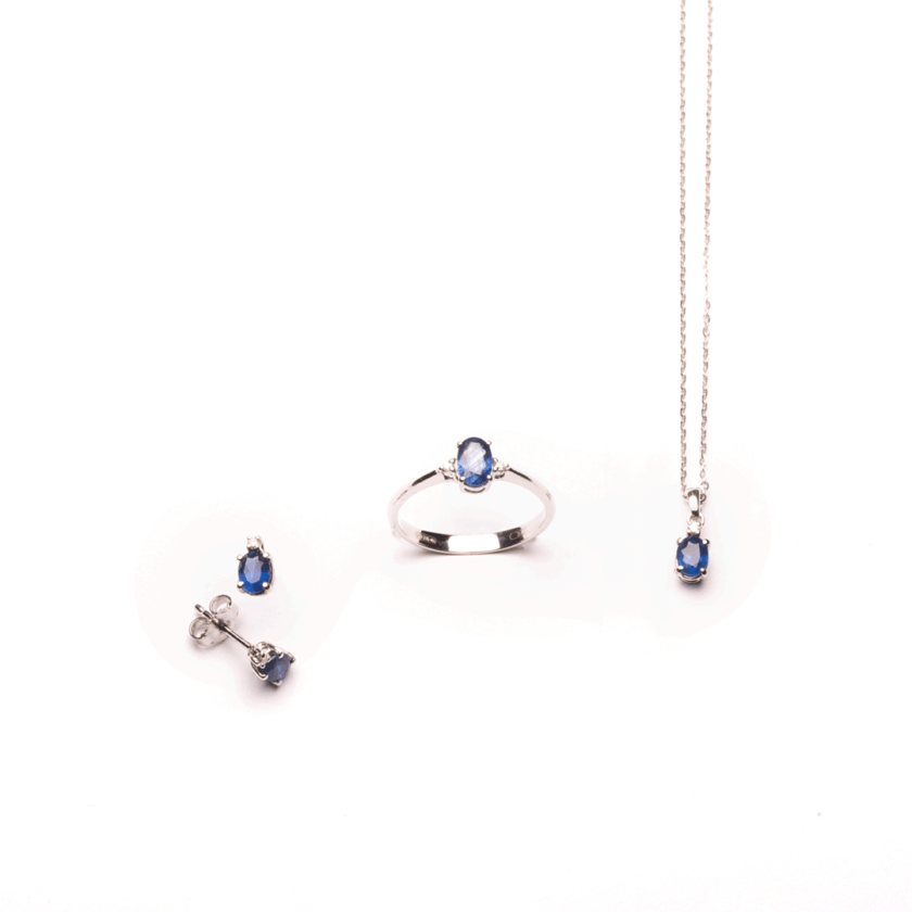 Parure base Zaffiri e diamanti naturali